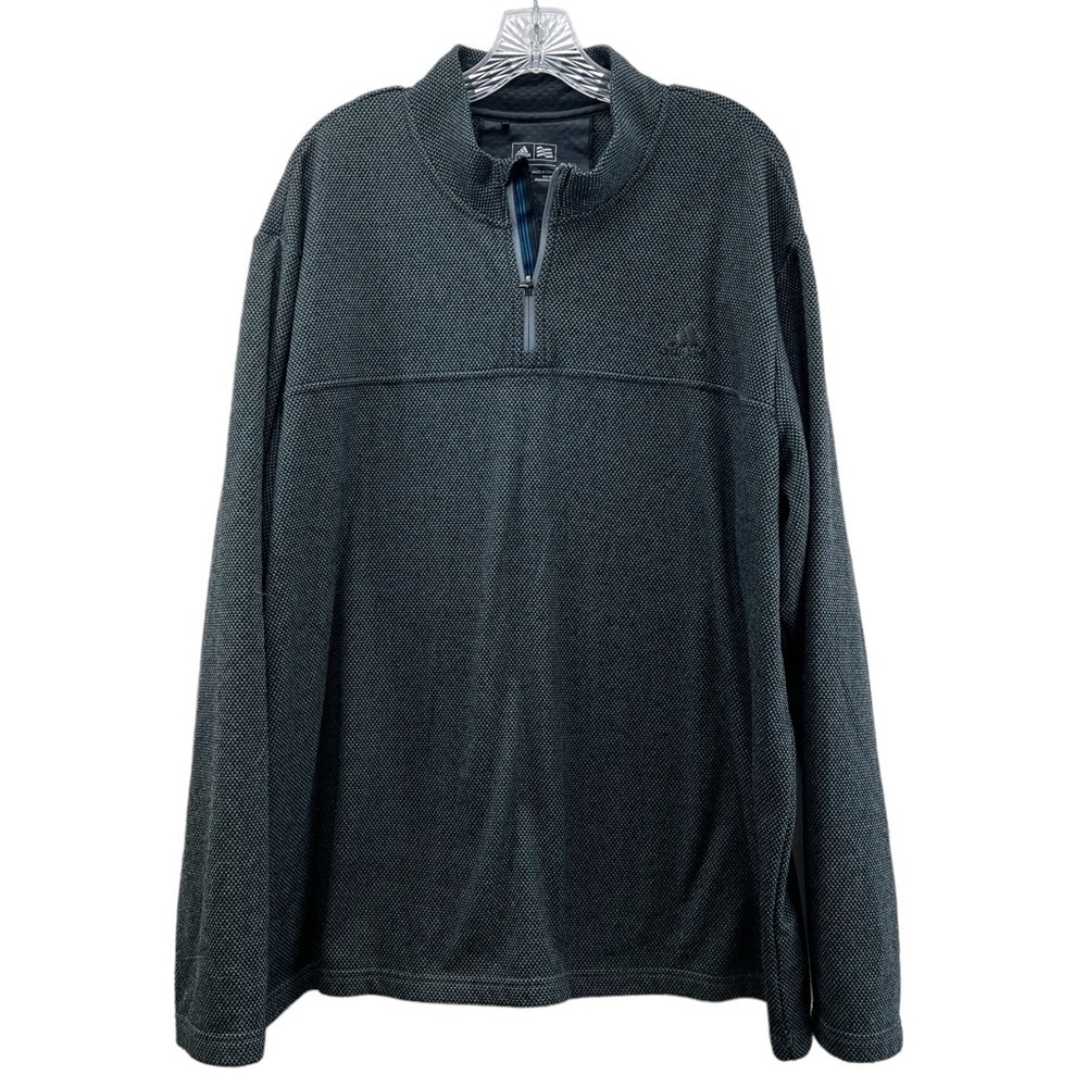 Adidas Advantage Green Black Long Sleeve Pull Over Golf Fleece  1/4 Zip SZ 2XL